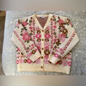 Polagram Floral Pink and Cream Cardigan